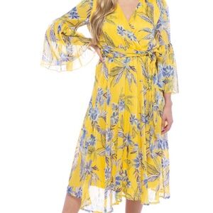 Parker & Rowe Plus Floral Yellow and Blue Wrap Dress